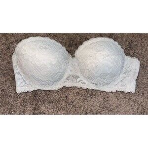 Grey lace strapless bra